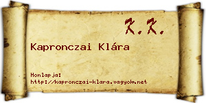 Kapronczai Klára névjegykártya