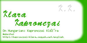 klara kapronczai business card